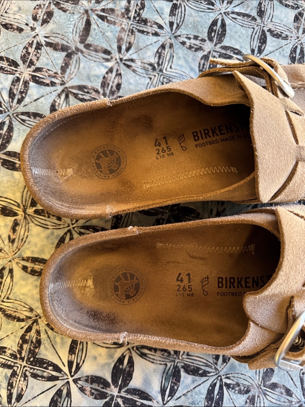 Birkenstock Buckley Suede Buckle Slip-Ons in Taupe - Picture 2 of 6